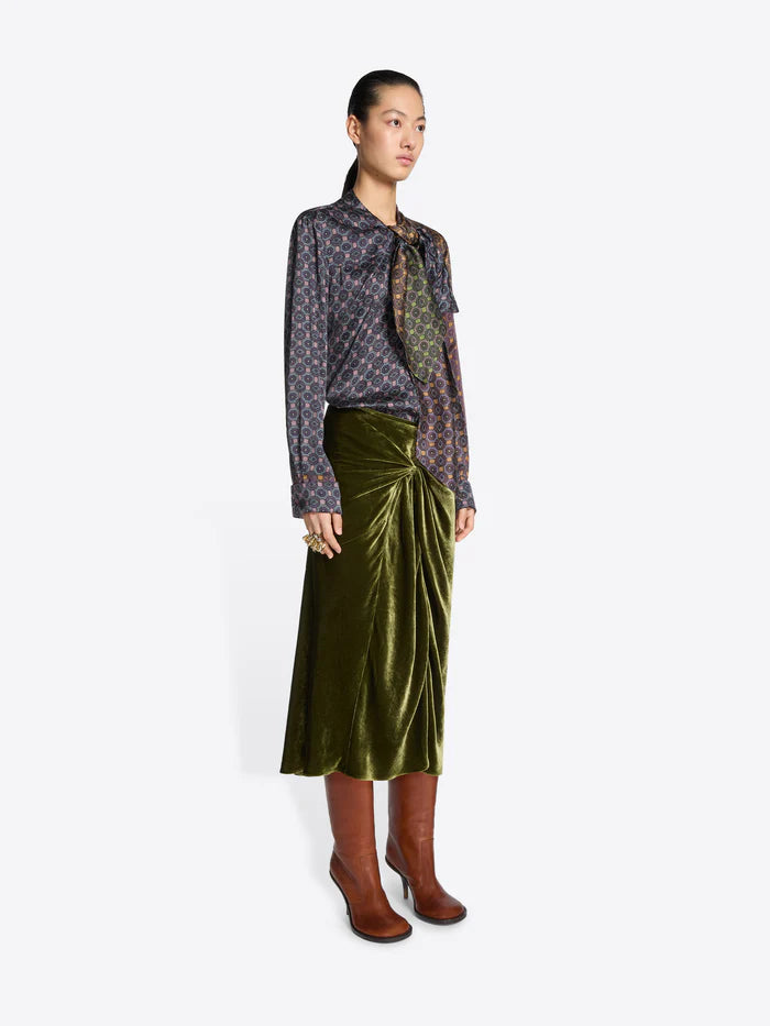 Midi draped skirt - Khaki