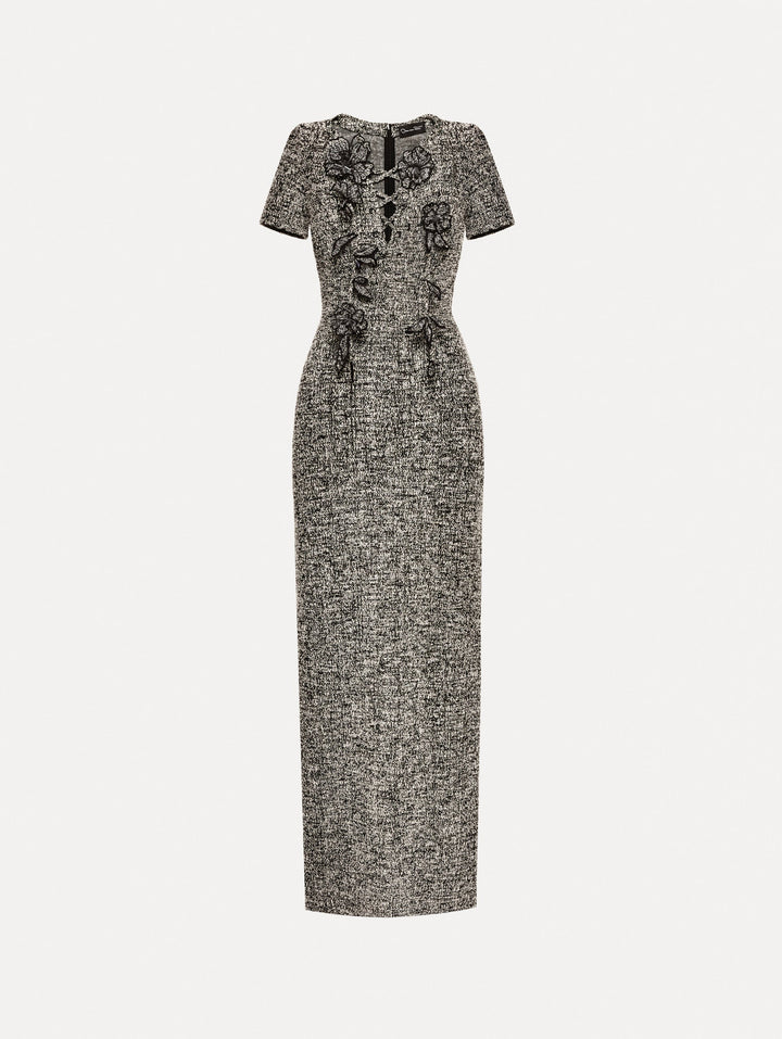 Bouclé Jersey Tweed Dress - Black/Ivory