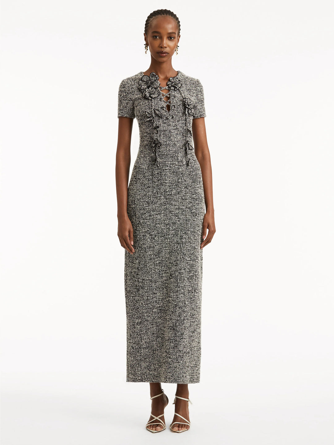 Bouclé Jersey Tweed Dress - Black/Ivory