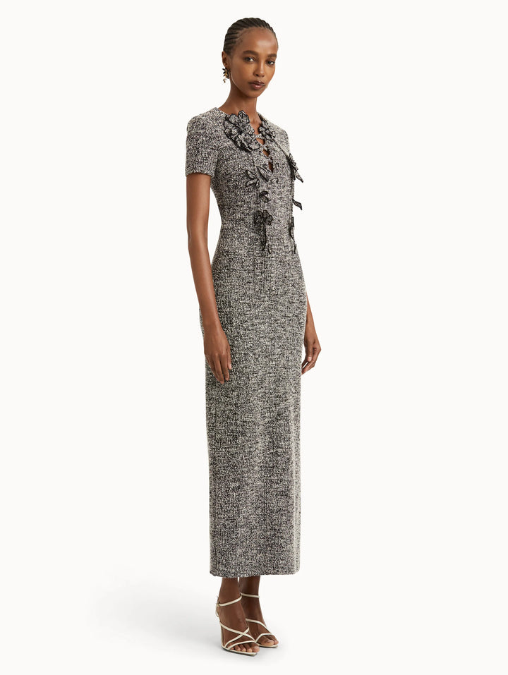 Bouclé Jersey Tweed Dress - Black/Ivory