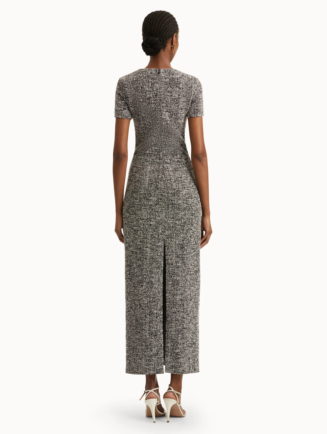 Bouclé Jersey Tweed Dress - Black/Ivory