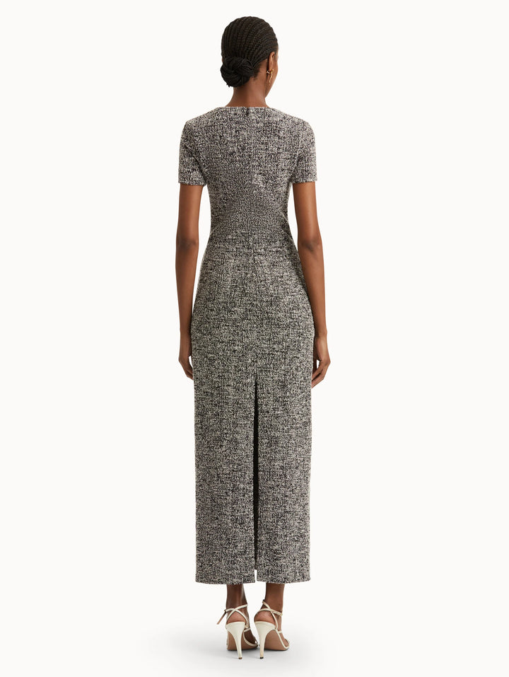 Bouclé Jersey Tweed Dress - Black/Ivory