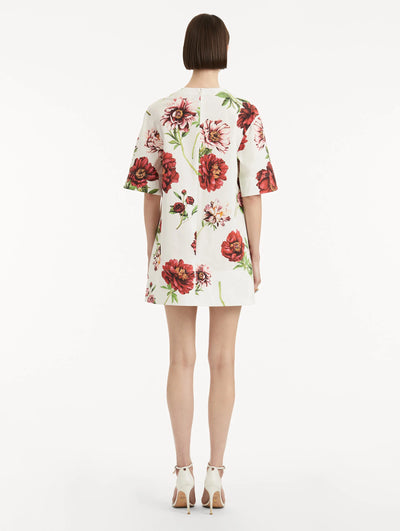 Peony Cotton Poplin Shift Dress - Ivory Multi