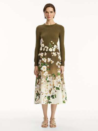 Cherry Blossom Threadwork Pullover - Khaki