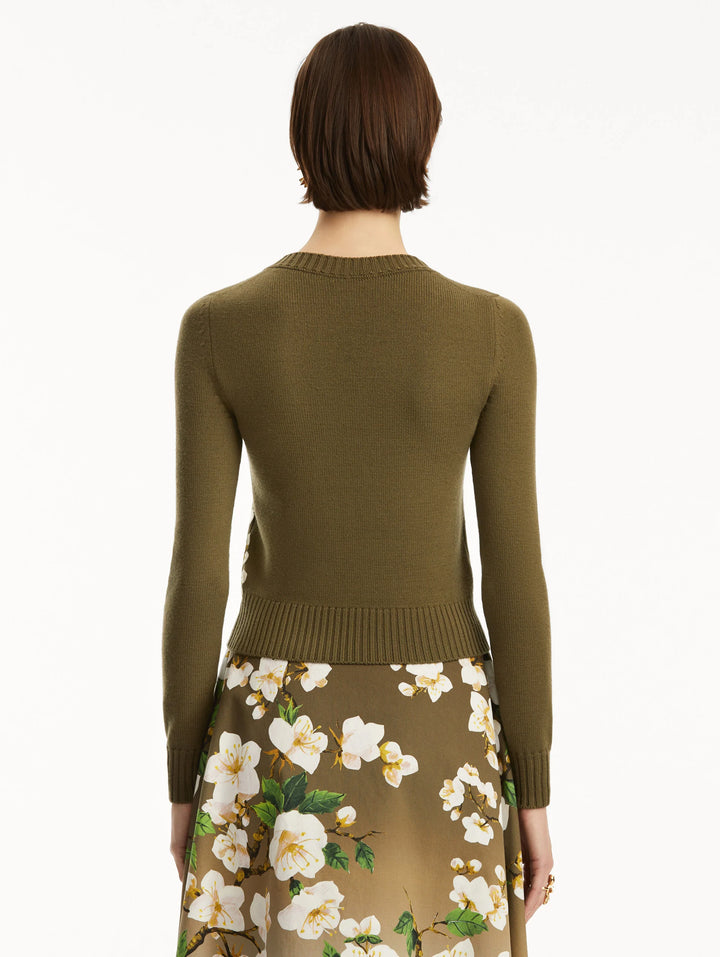 Cherry Blossom Threadwork Pullover - Khaki
