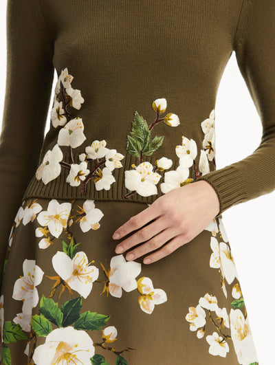Cherry Blossom Threadwork Pullover - Khaki