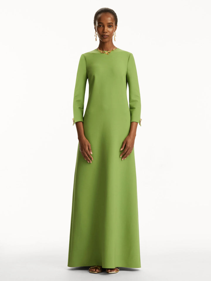 Butterfly-Detailed 3/4 Sleeve Caftan - Fern