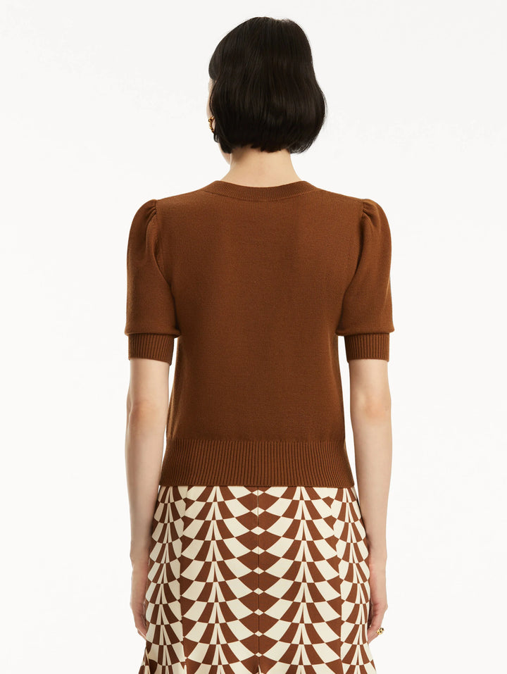 Short Sleeve Wool Pullover - Cognac