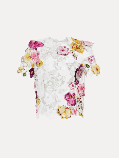 Orchid Embroidered Guipure Blouse - White