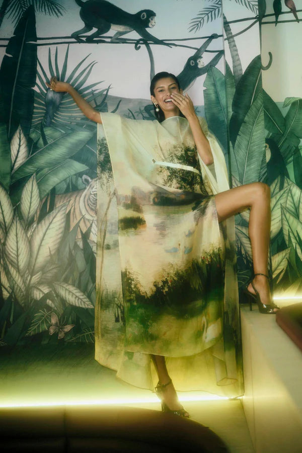 Willow Kaftan Maxi Dress - Green Multi