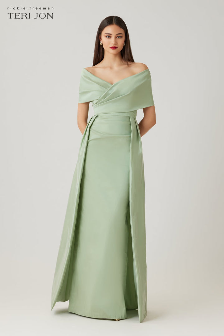Taffeta Off-the-Shoulder Gown - Mint