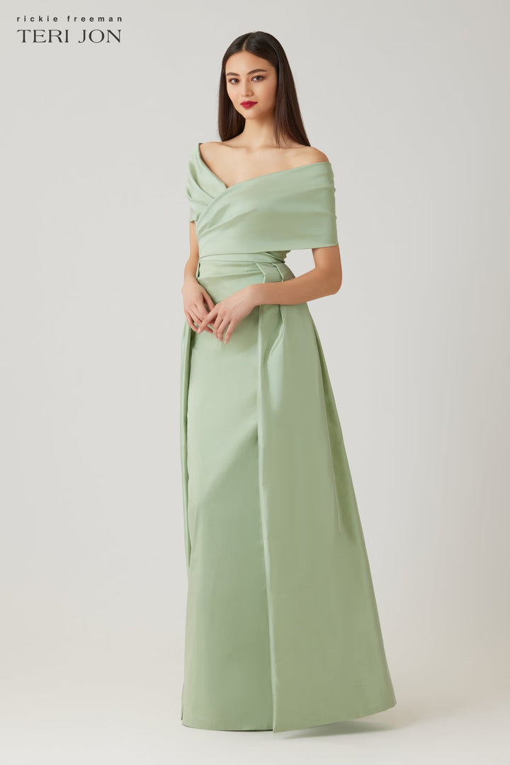 Taffeta Off-the-Shoulder Gown - Mint
