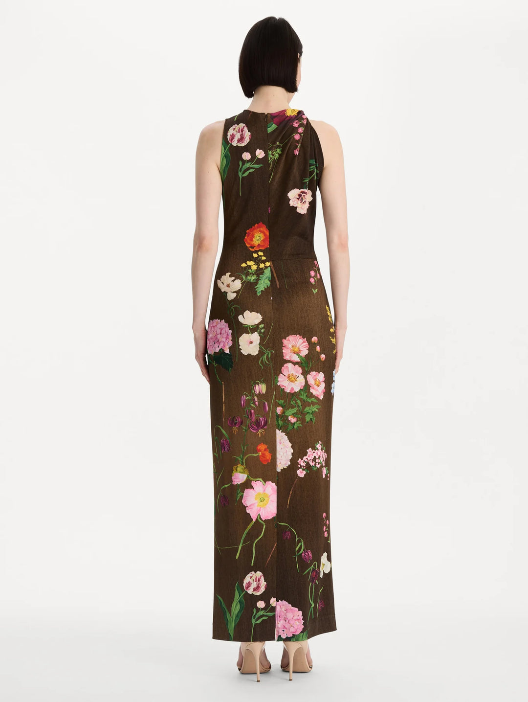Mixed Botanical Milano Jersey Dress - Brown Multi