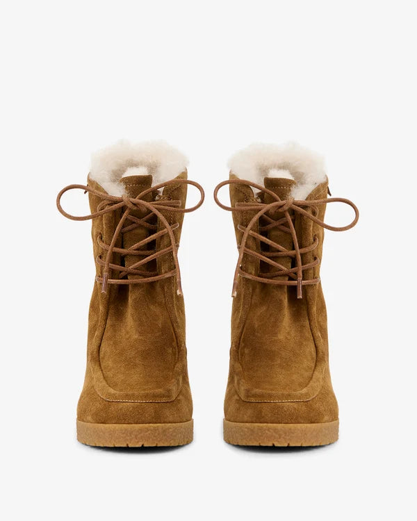 cylia suede lace-up wedge ankle boots