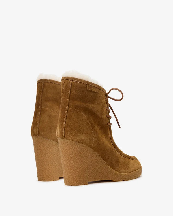 cylia suede lace-up wedge ankle boots