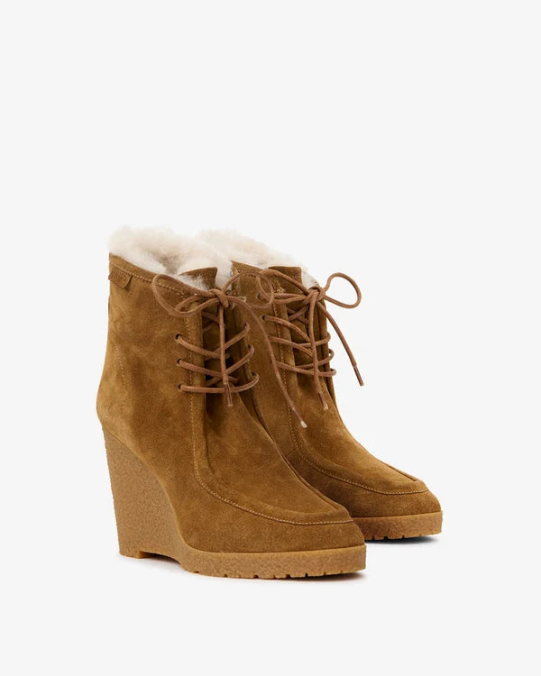 cylia suede lace-up wedge ankle boots