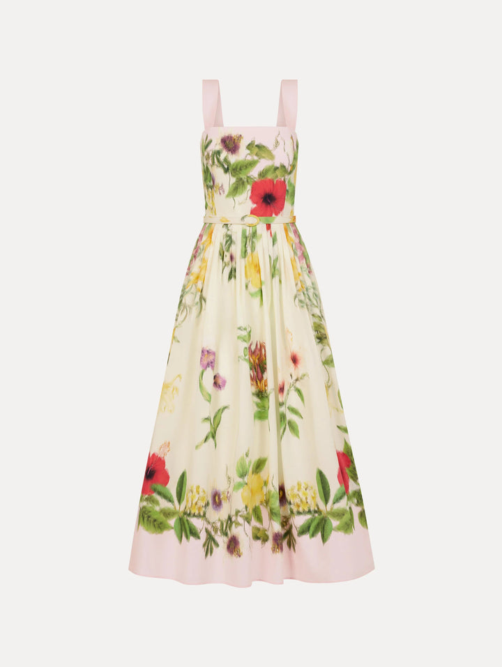 Dominican Mixed-Floral Cotton Poplin Dress