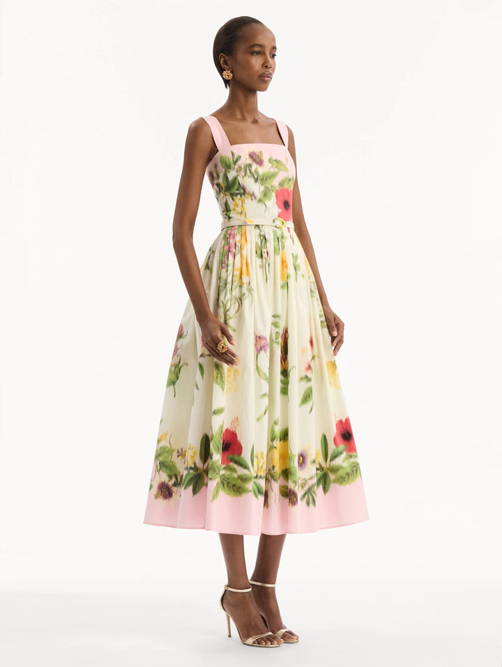 Dominican Mixed-Floral Cotton Poplin Dress