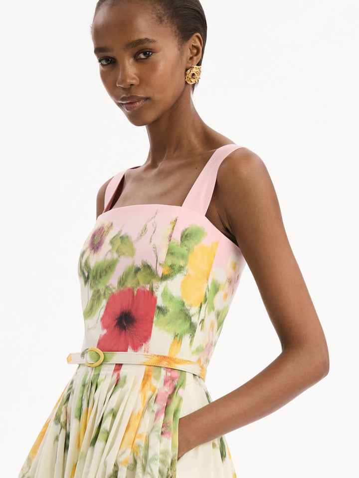 Dominican Mixed-Floral Cotton Poplin Dress