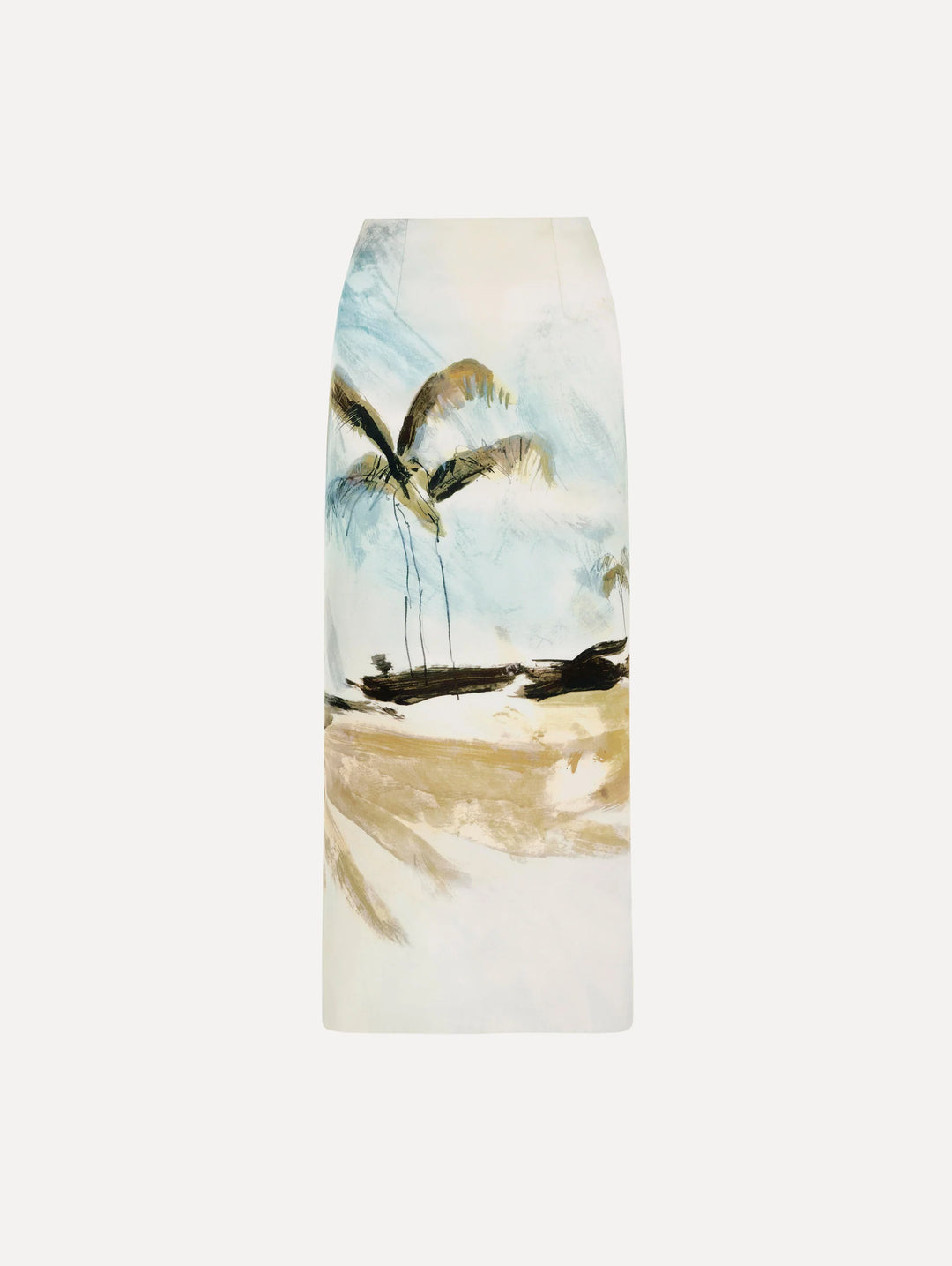 Palm Tree Pencil Skirt - Blue Multi