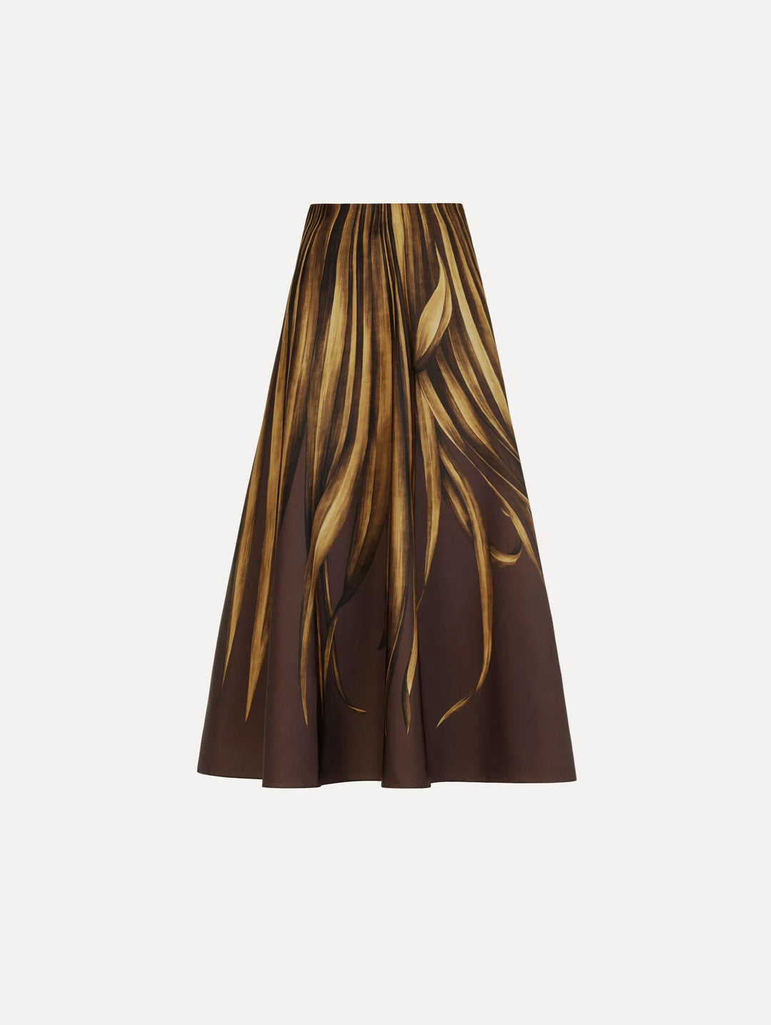 Palm Print Circle Skirt - Brown
