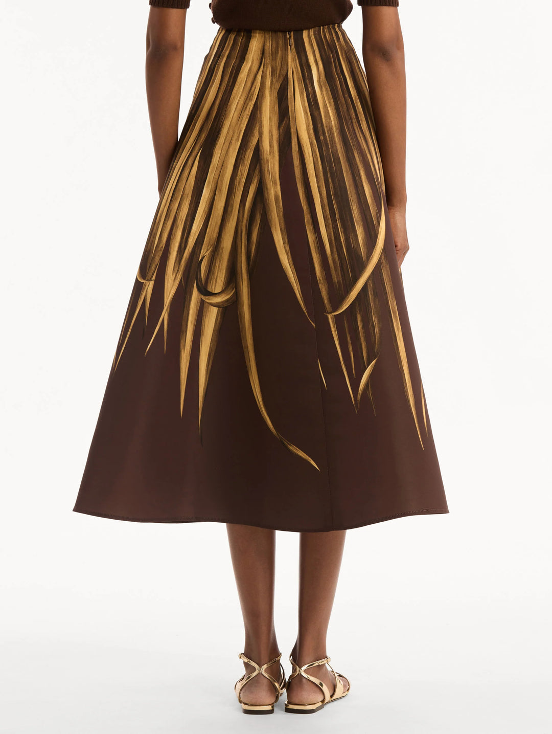 Palm Print Circle Skirt - Brown