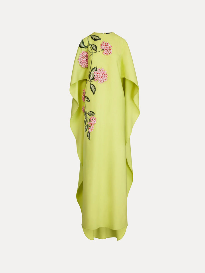 Porcelain Flower Embroidered Gown - Yellow Multi