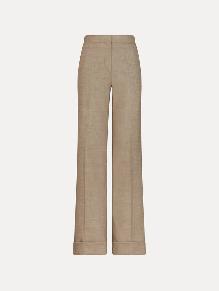 Wool- Blend Wide Leg Pant - Taupe