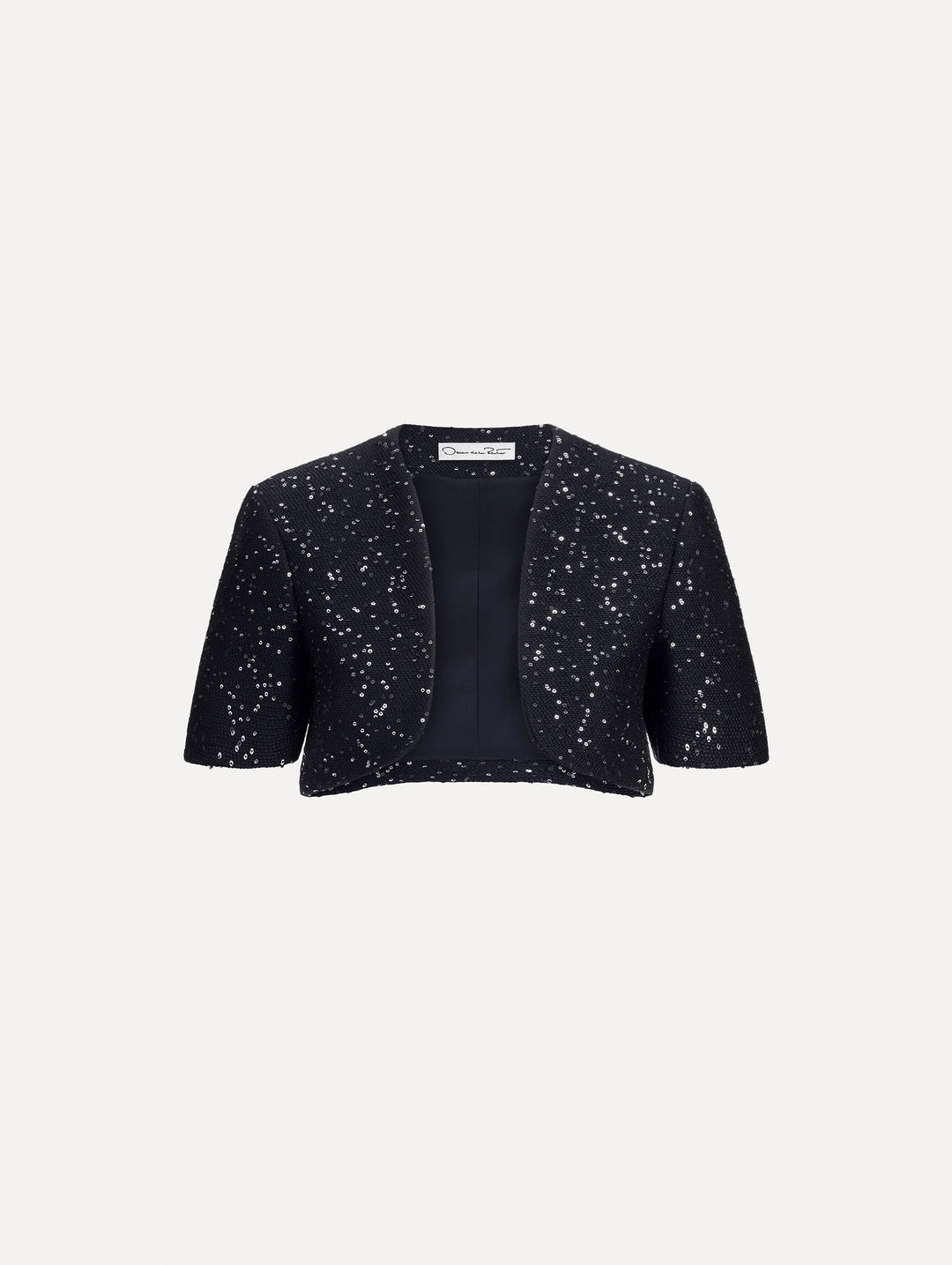 Oscar de la Renta Short Sleeve Sequin Tweed Cape