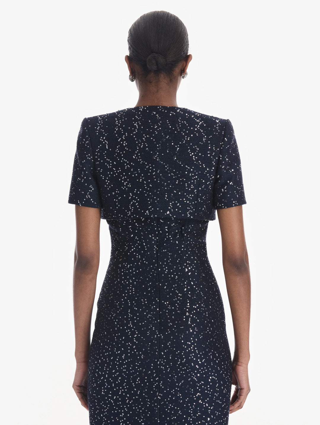 Oscar de la Renta Short Sleeve Sequin Tweed Cape