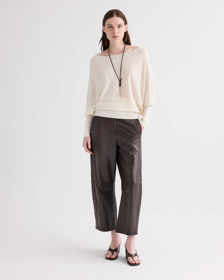 Leather Slouchy Boyfriend Trouser – Dark Chocolate