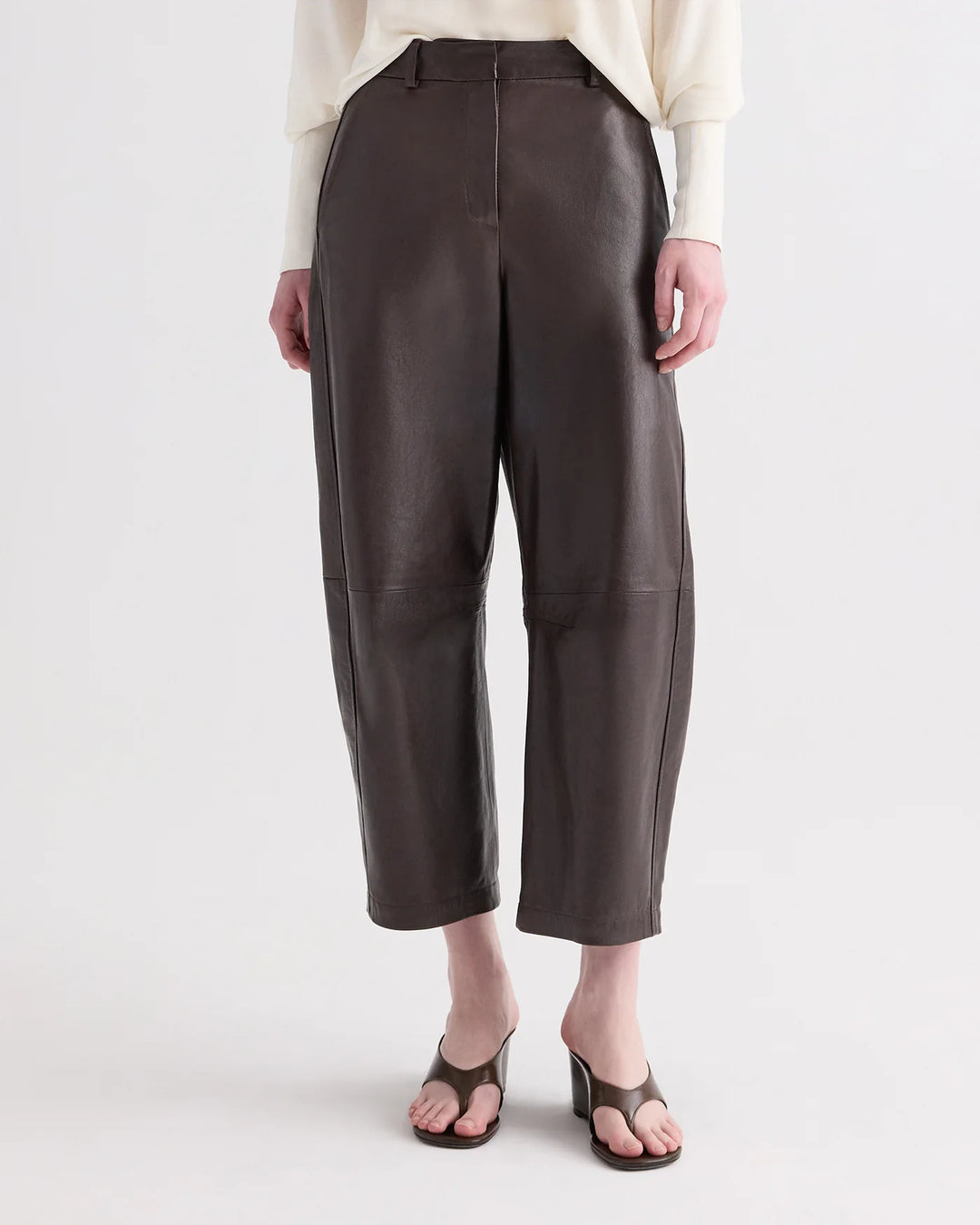 Leather Slouchy Boyfriend Trouser – Dark Chocolate