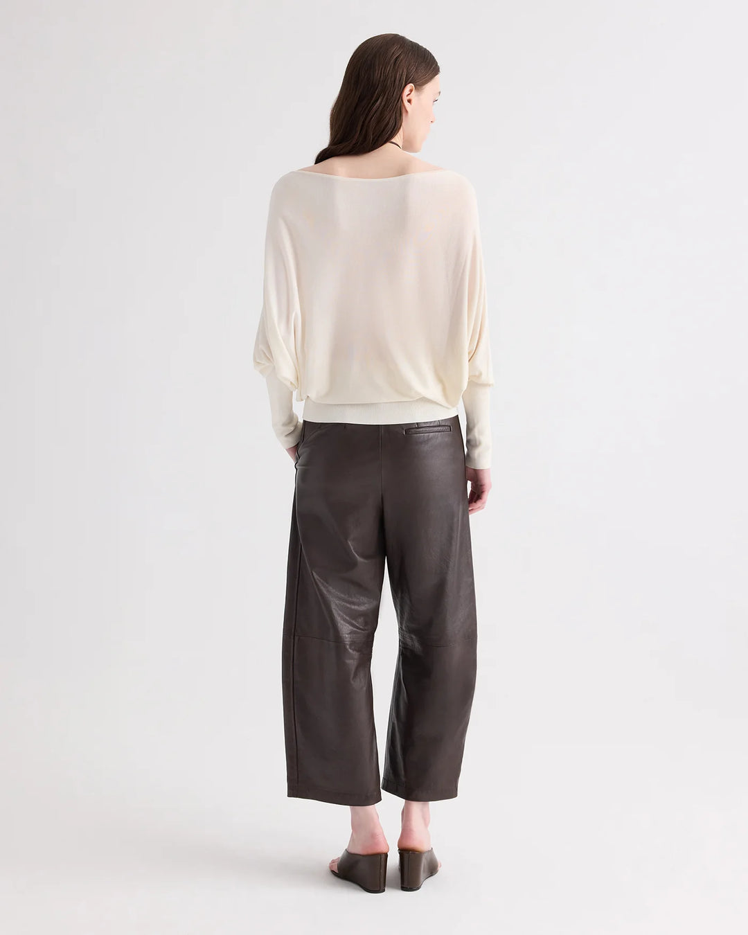 Leather Slouchy Boyfriend Trouser – Dark Chocolate