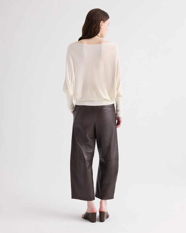 Leather Slouchy Boyfriend Trouser – Dark Chocolate