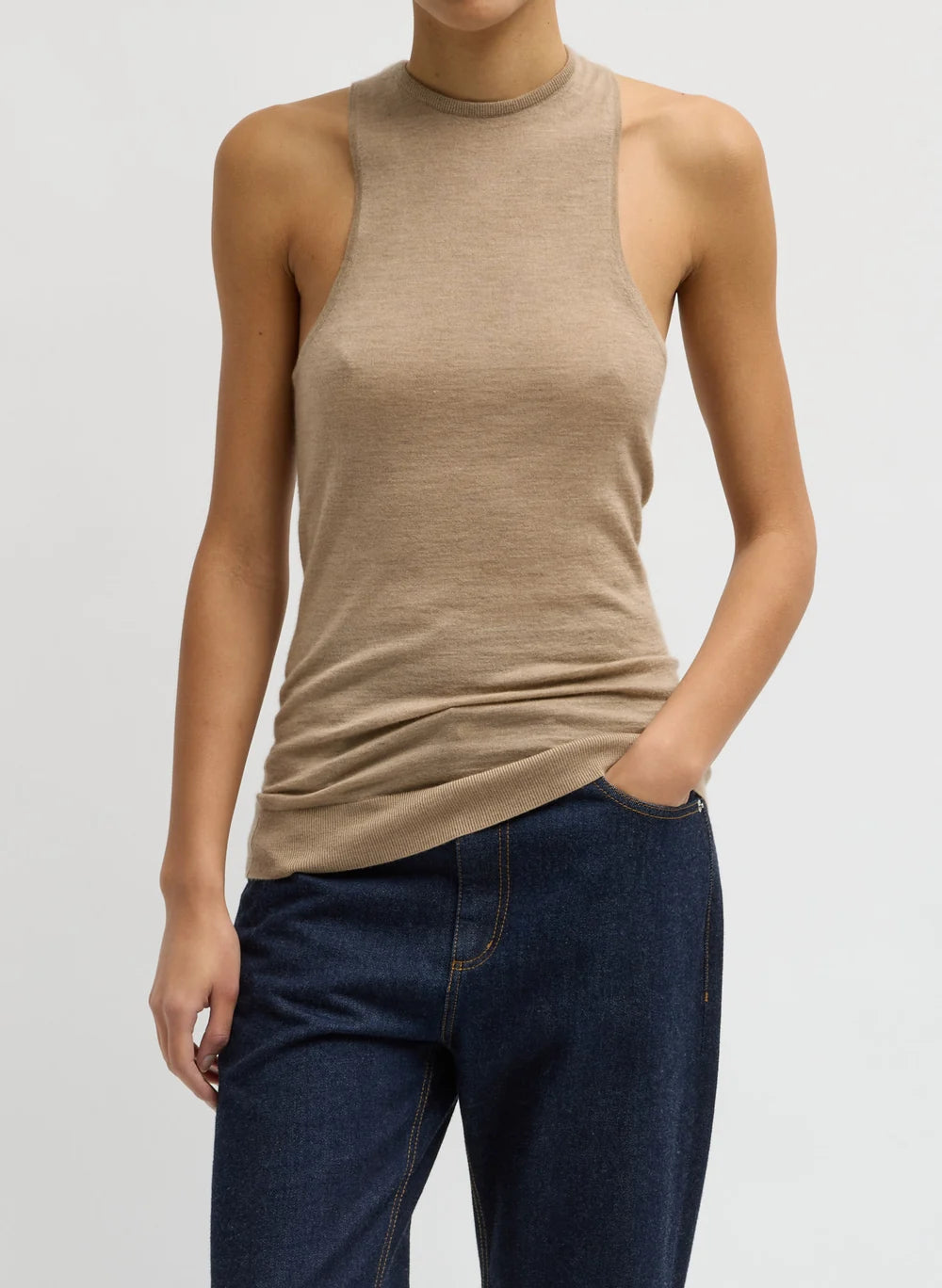 Tissue Cashmere Tank - Bone