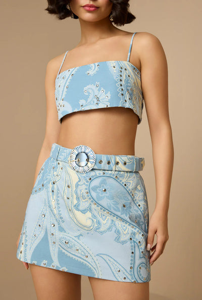 FIZA MINI SKIRT W/ BUCKLE BELT - Blue