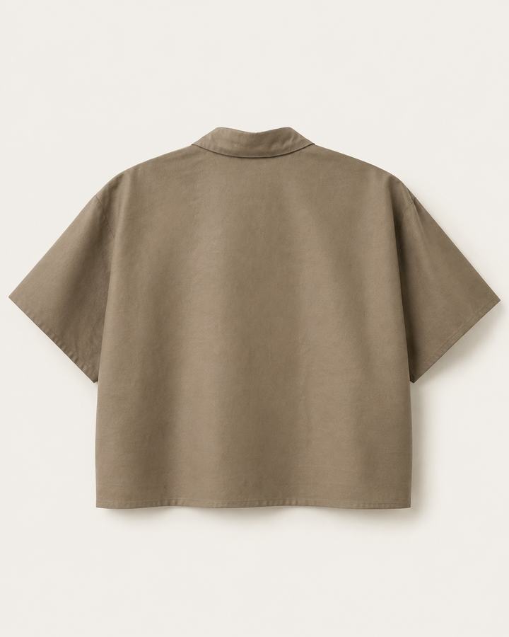 Dušan Washed Cotton Mock-Neck Top in Sand