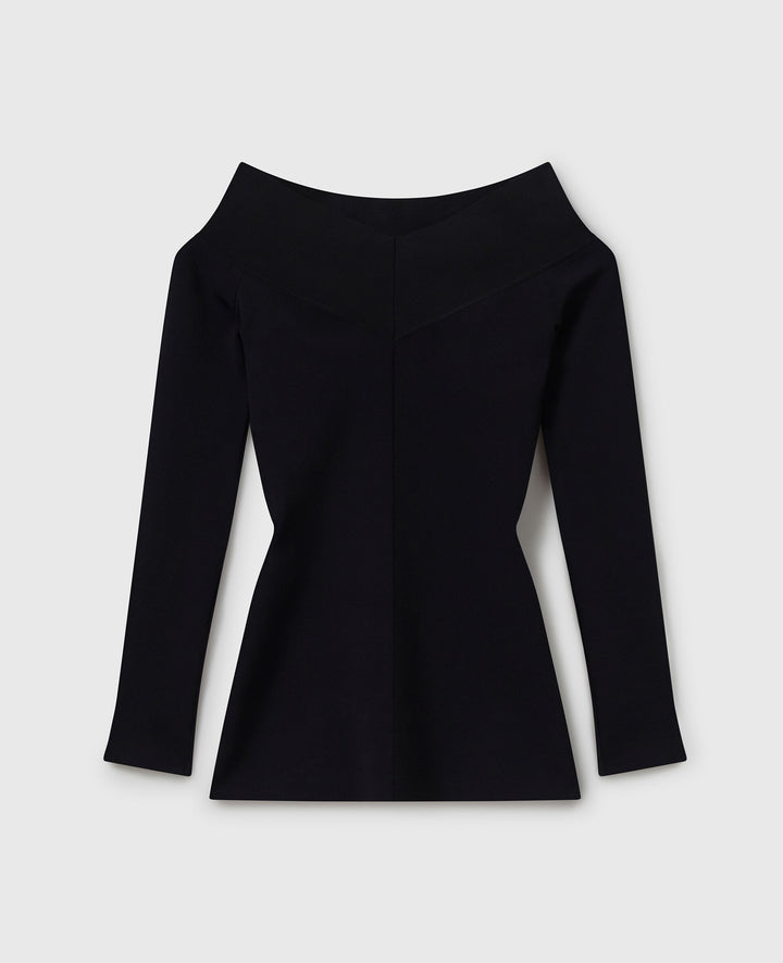 Stella McCartney - Straight-Neck Long-Sleeve Top - Black