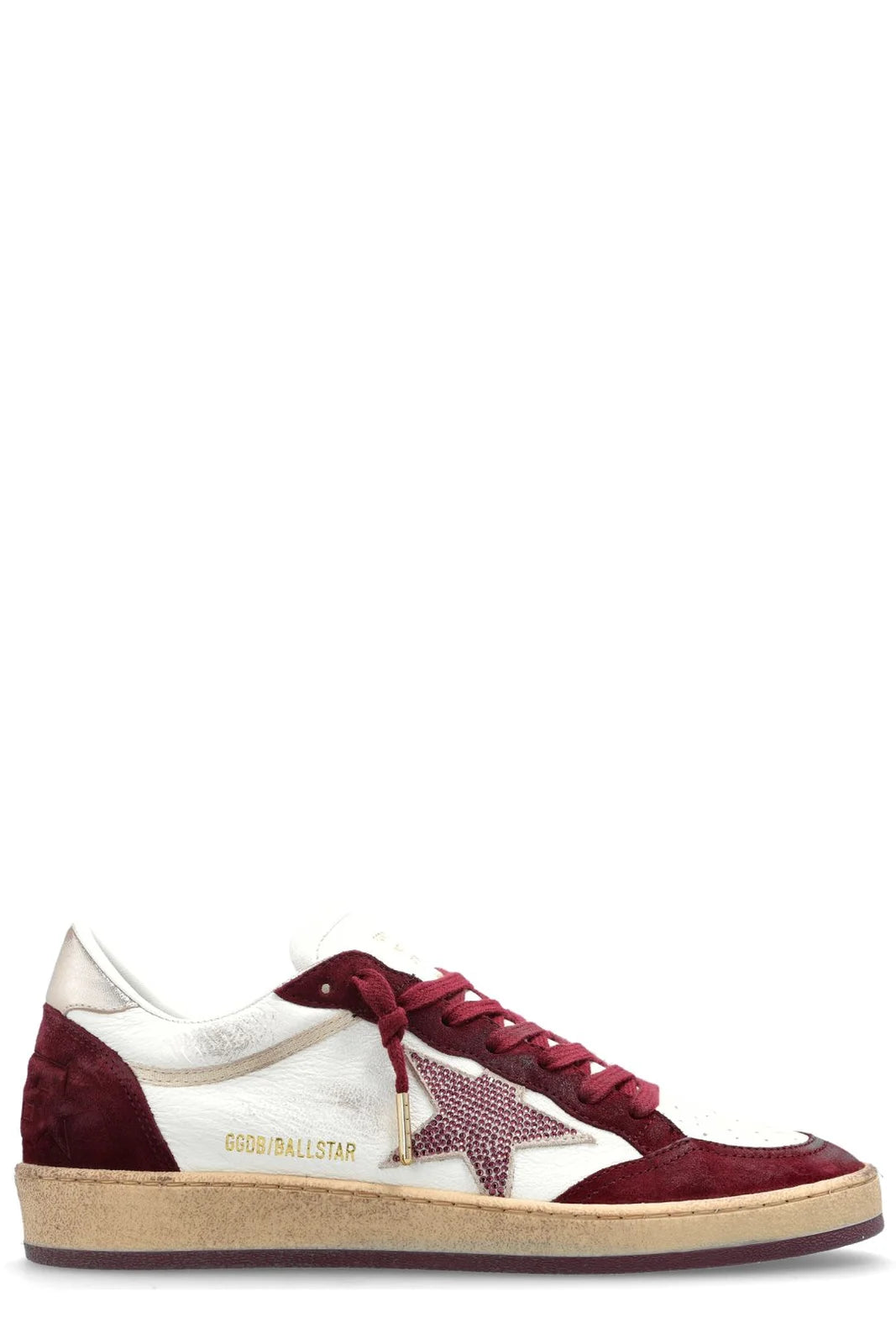 Ballstar Nappa with Crystals - white and garnet