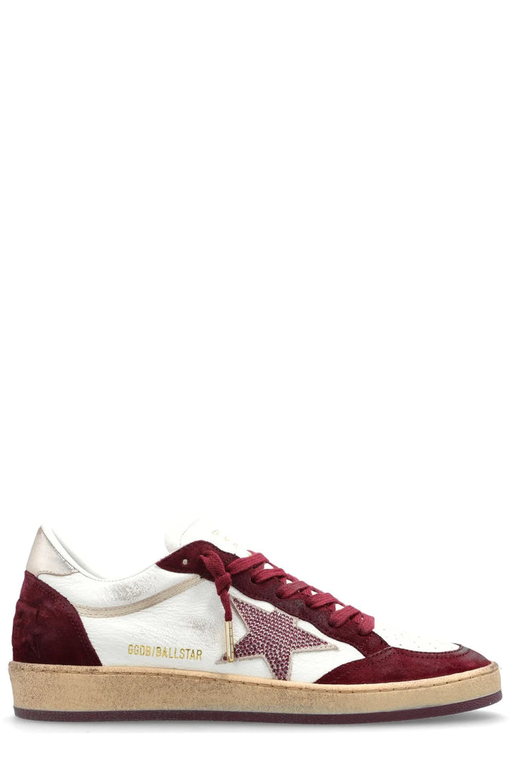 Ballstar Nappa with Crystals - white and garnet