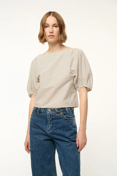 DIDI TOP - IVORY DARK OAK MICRO STRIPE