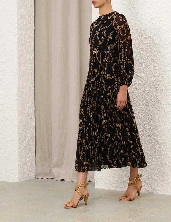 Sunray Long Sleeve Dress - Black Charms