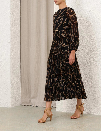 Sunray Long Sleeve Dress - Black Charms