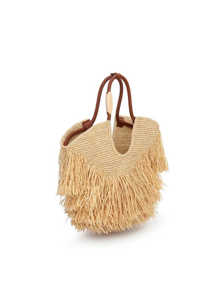 Goldentime Small Fringe Tote - Rarffia
