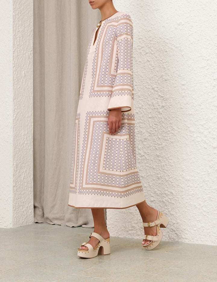 Tunic Midi Dress - Cream/Navy