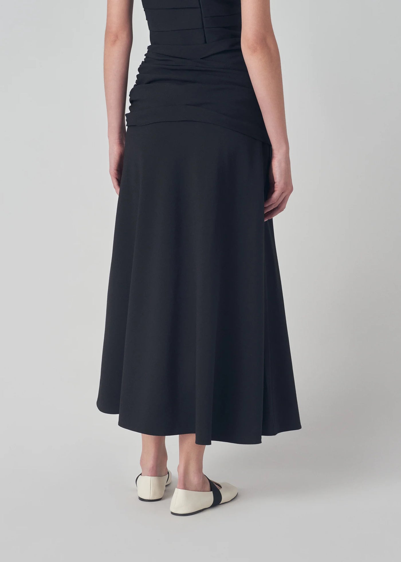 High Waist Circle Skirt in Stretch Crepe
