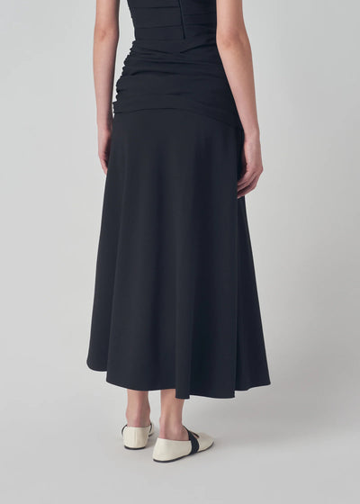 High Waist Circle Skirt in Stretch Crepe