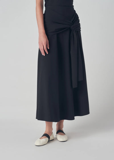 High Waist Circle Skirt in Stretch Crepe