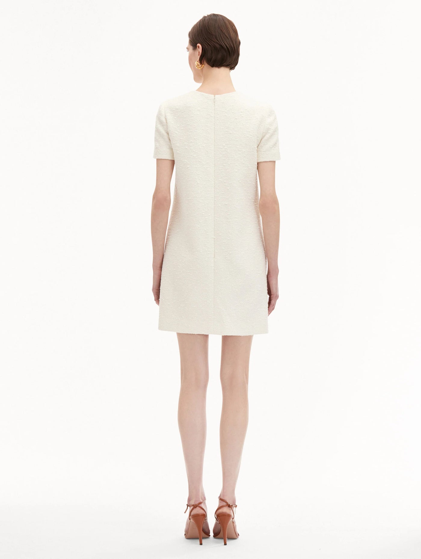 Orchid Embroidered Tweed Shift Dress - Ivory