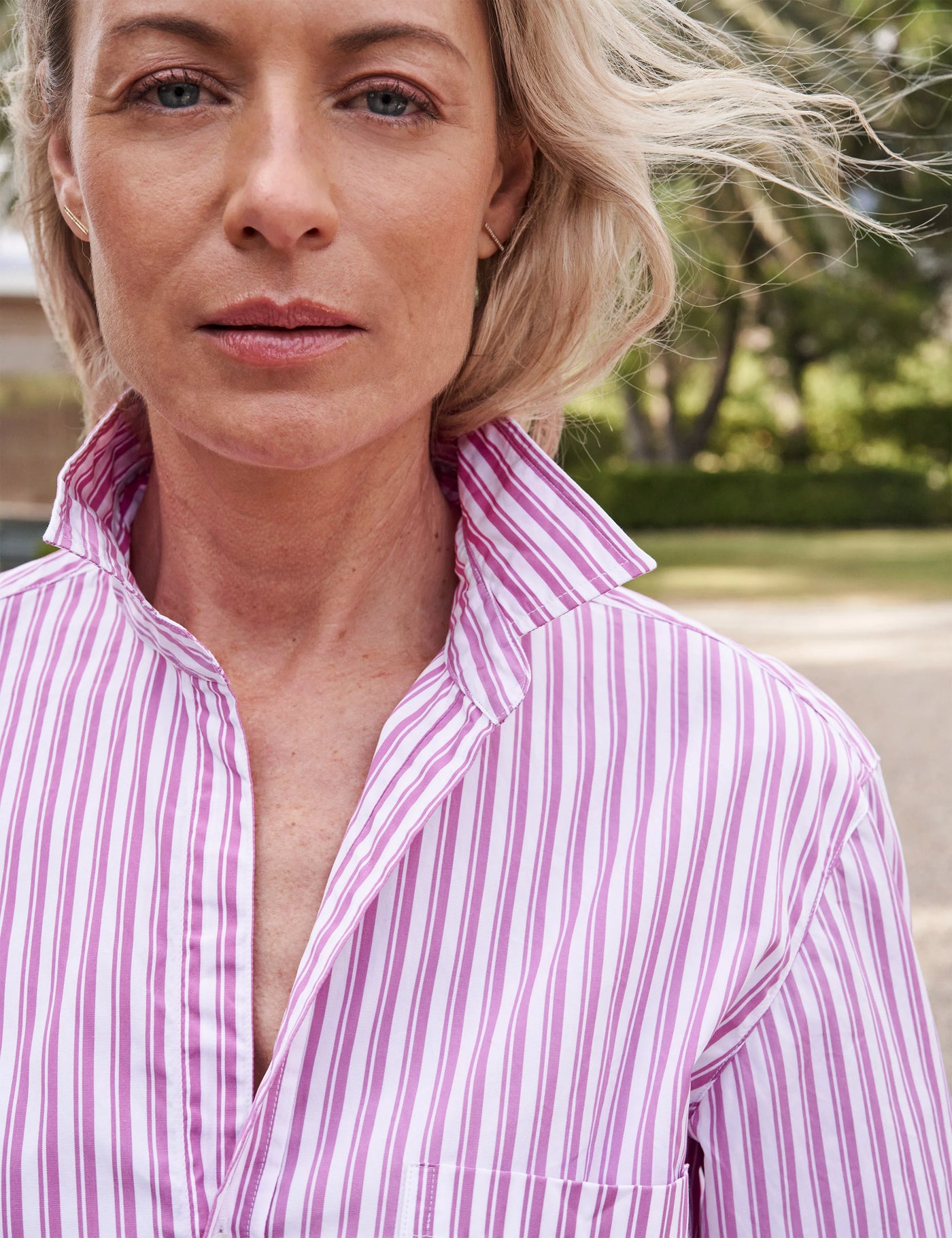 Joedy Boyfriend Button-up Shirt - Pink Stripe